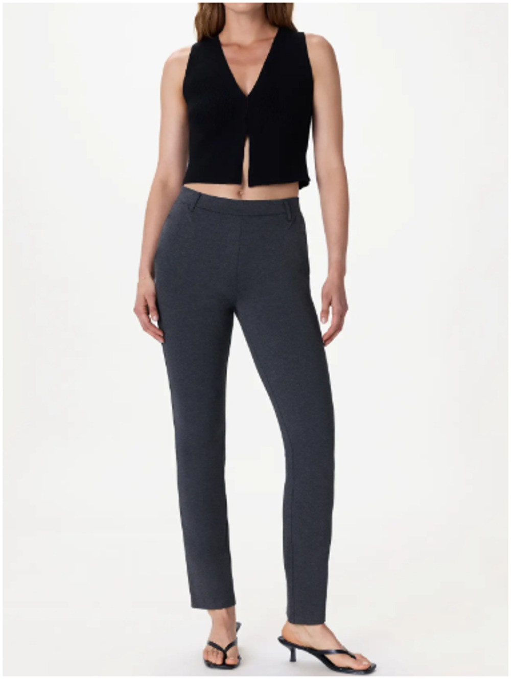Quince Ultra-Stretch Ponte Straight Pants Womens M Chacoal Gray Slim Minimalist
